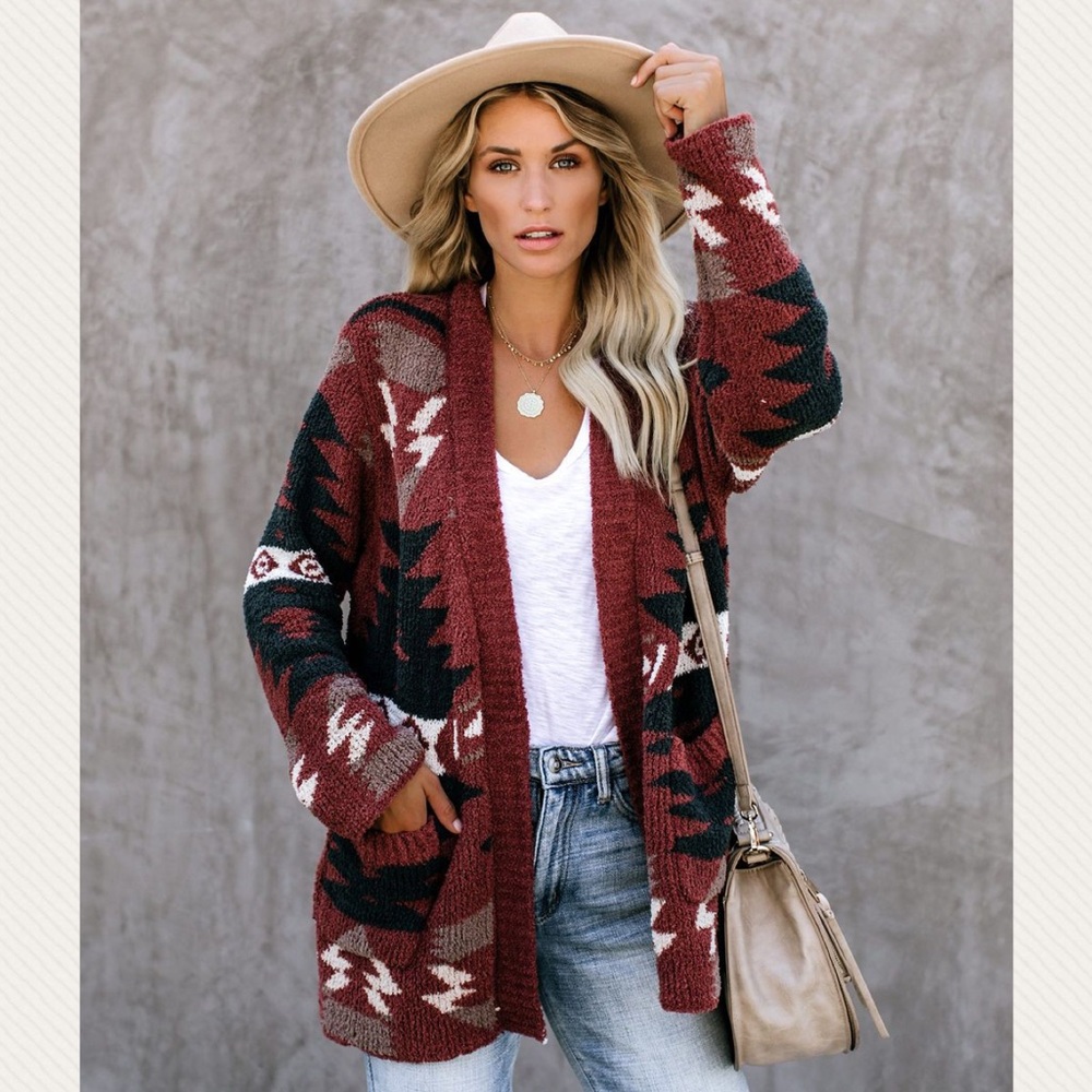🔥4th Restock Reg/ + Size Aztec Print Cardigan - Picture 6 of 9